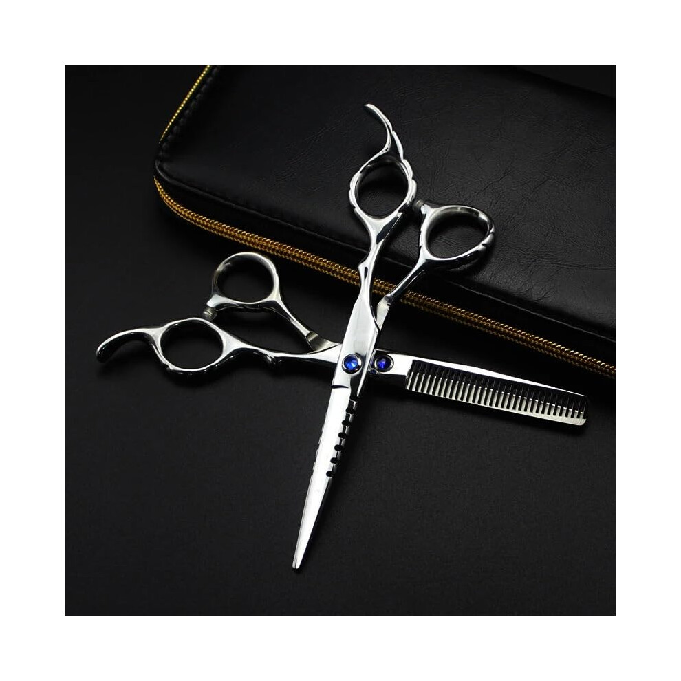 Hair Cutting Scissors, 6 Inch Professional Japan 440c Blue Gem Hair Scissors Thinning Barber Haircut Scisors Cutting Shears Hairdresser Scissors Set