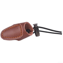 2pcs Leather Thumb Ring Finger for Guard Tab Glove Bow for Protection (BROWN)