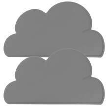 2 Stück Kinder Silikon Nubes quadratischer Platzdeckchen Wasserdicht Hitzebeständig 27x47,5cm Grau