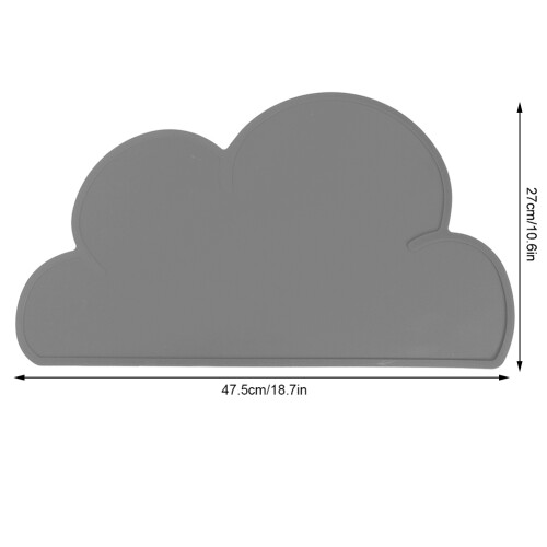 2pcs Kids Silicone Placemat with Cloud Design Waterproof Gray 2