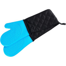 Heat Resistant Oven Mitts, Non-Slip Grip Silicone Kitchen Mittens with Extra Long Protection, Comfortable & Soft Fabric Lining, Flexible Oven Gloves f