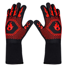 Gants résistants à la chaleur, gants de barbecue en fibre d'aramide ultra-résistante à trois couches, gants de protection contre le feu