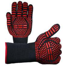 Three Layers Material Grill Gloves, Breathable Inner Lining with Heat Resistant up to 1472F, Fireproof Oven Gloves for Cooking Baking Grilling, Non-S