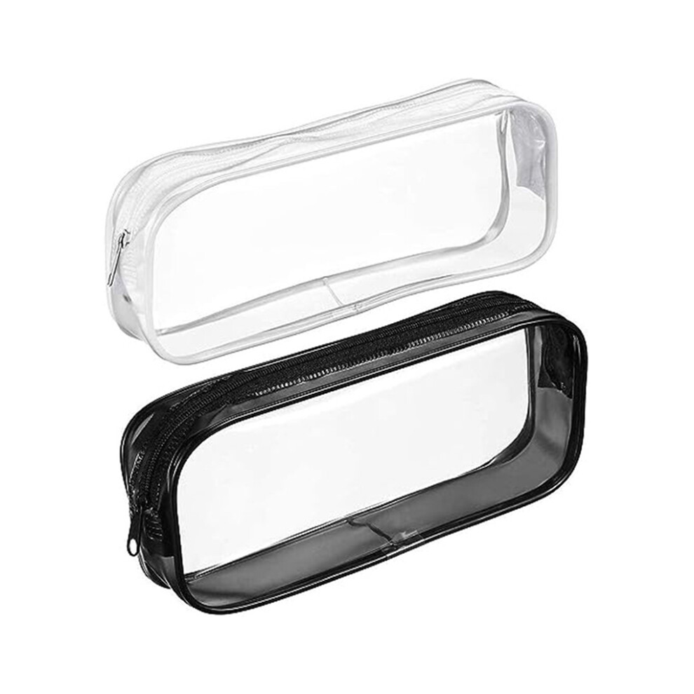 2pcs Transparent PVC Made Pencil Case - Large Capacity Bag For School-image-OPC-PMYQBYH-NEW