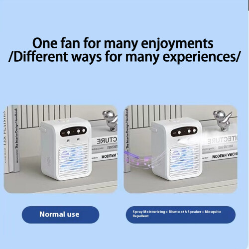(blue) Desktop Air Cooler With Humidification Feature And LED Lights Mini 1
