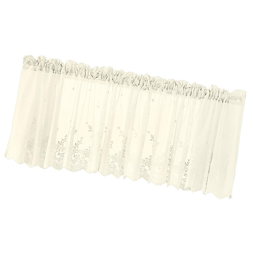 (Creamy, 137x61cm) Embroidered Lace Window Voile Sheer Curtain Valance Tiers ~-image-OPC-PMYQTSW-NEW