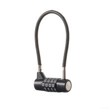 Zinc Alloy Combination Padlock with 5mm Steel Cable for Cabinet Door Lock, Refrigerator Lock, Garden Gate and, 4-Digit Code Wheel with Large Fonts,