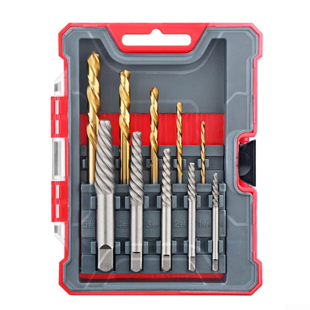 10 Piece Screw Extractor Kit with Spiral Flutes and Drill Bits for Removing Stripped and Broken Screws in Home Repair Tasks-image-OPC-PMYR7V2-NEW