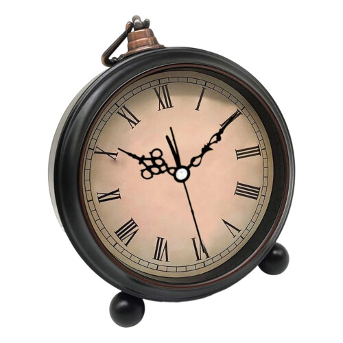Horloge de bureau rétro classique avec-Fleur de style romain B