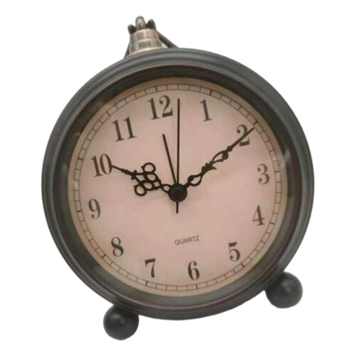 Retro Metal Table Clock with Noiseless-Digital B type flowe