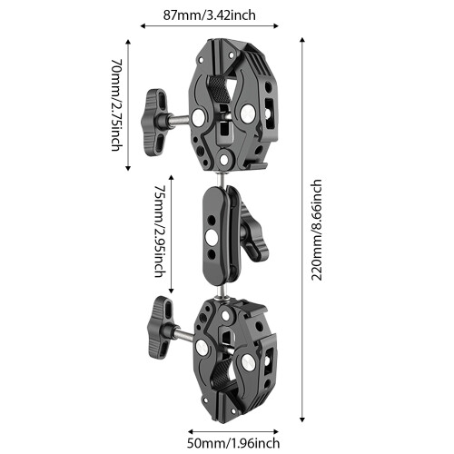 Aluminium Dubbele Kop Camera Mount Klem Camera Microfoons 2