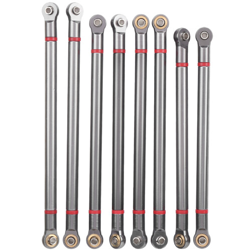 8PCS Metal Pull Rod Kit for SCX10 1/10 Crawler, Titanium Color 1
