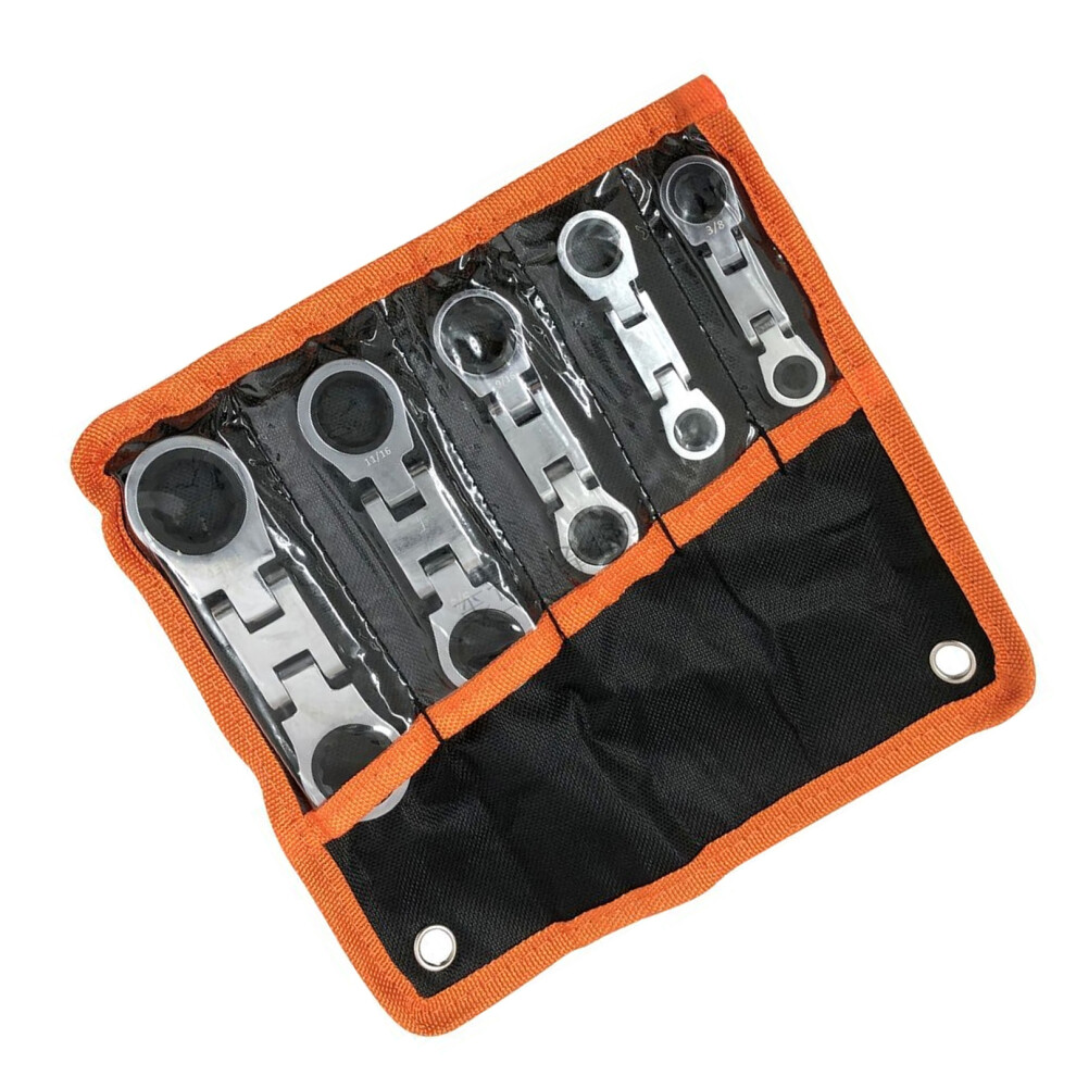 5Pcs Flexible Head Adjustable Ratchet Wrench Carbon Steel Double 7695000276543