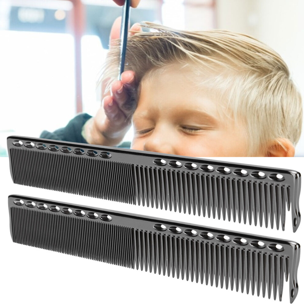 2pcs Stainless Steel Hair Cutting Comb Salon Hairdressing Tool Black Precision