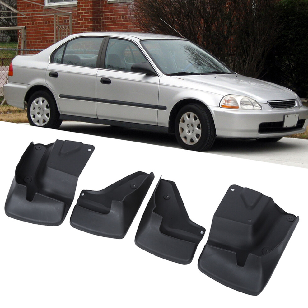 4Pcs Abs Mud Flaps For Honda Civic 1996-2000 Models Black 7621361044774