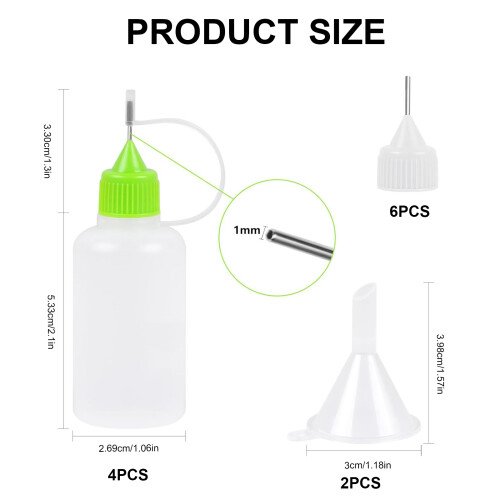 6Pcs Accuracy Glues Dropper Bottles Multiple Use Needle Tip 2