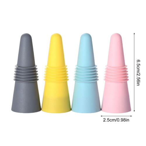 4Pieces Silicone Wine Stoppers with Threaded Seal Rings Beverage 1