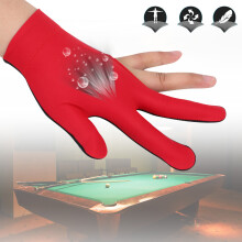 Verbessere dein Spiel: Roter Drei-Finger-Pool-Handschuh für die linke Hand