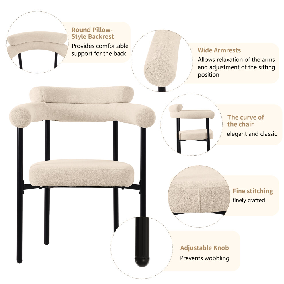 Modern Dining Armchairs Set of 2 in Cream Faux Suede Padded Comfort Flexible for Kitchen or Living Area Various Color Options-image-OPC-PMYRNFG-NEW