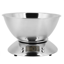 Balança de cozinha digital em aço inoxidável com função tara rápida, tela LCD retroiluminada, conversão de unidades, modo automático de