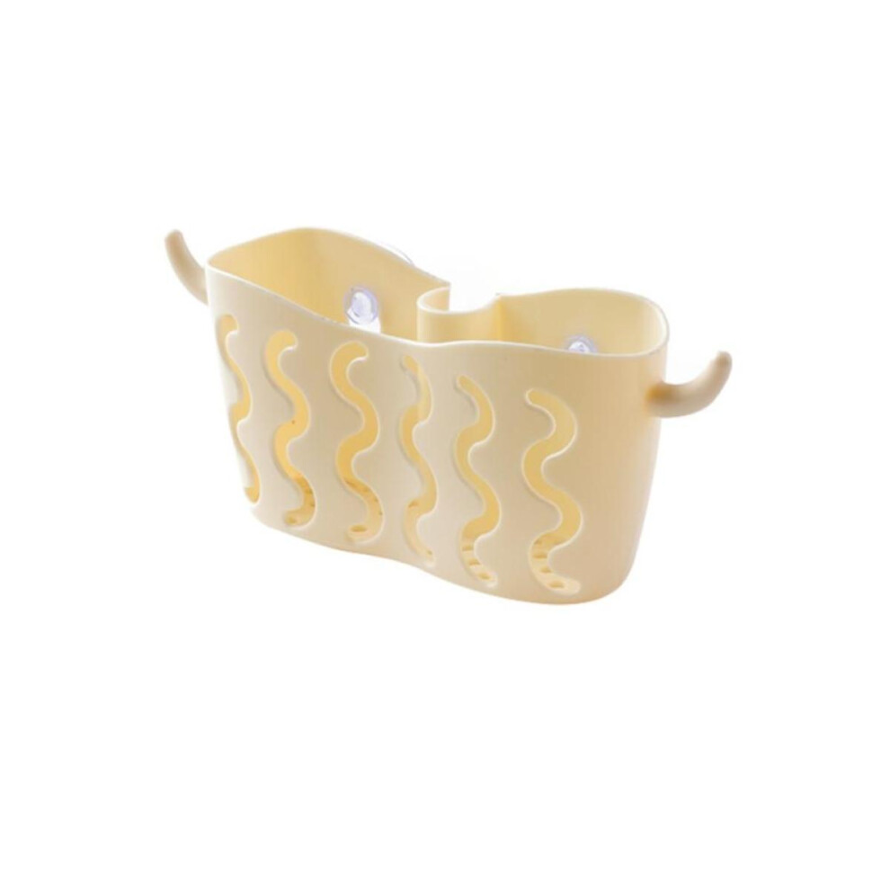 Versatile Sink Organizer, Plastic Sponge Holder Hollow Drainage Design For Easy Attach, Beige Material Ensures Sturdy And Strong Durability (Space Sav 9032131318823