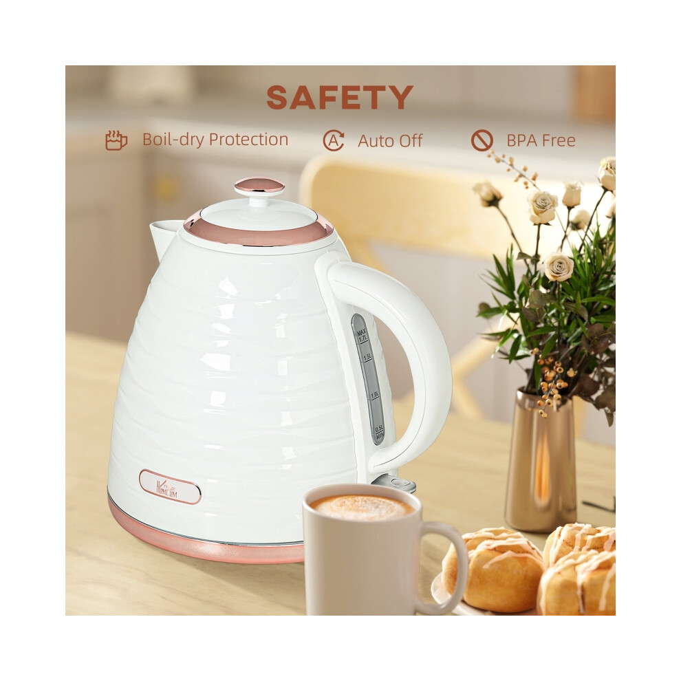 Honeycomb Design Cream Electric Kettle 3kW Rapid Boil 1.7L Fast Heating Water Boiler for Home & Kitchen-image-OPC-PMYRR8N-NEW