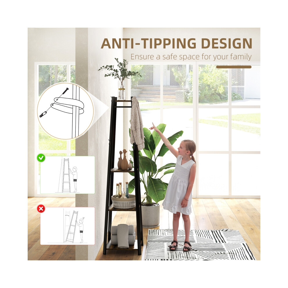 Black/Brown Freestanding Coat Rack Space-Efficient Hooks Holder with 9 Durable Hooks for Home & Office Use-image-OPC-PMYRT2Y-NEW