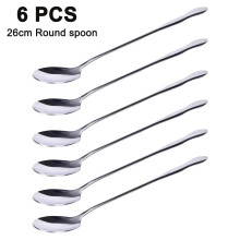 6-delat cocktailskedsset, 26 cm rostfritt stål (410) med lyxig design, ergonomisk känsla, diskmaskinssäker, lämplig för hemmabar, restauranger