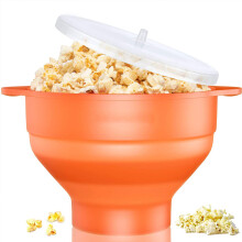 Zdravý silikónový popcorn popper do mikrovlnnej rúry, rýchle praskanie za 2-4 minúty, skladacia miska šetriaca miesto, bez BPA a PVC, ľahko