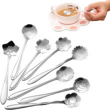 Prachtige lepelset met bloemmotief, roestvrijstalen bestek met schitterende bloemmotieven, 8 stuks (veelzijdig te gebruiken, duurzaam roestvrij staal)