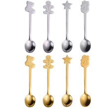 Conjunto de colheres natalinas festivas, colheres criativas em aço inoxidável com formato de animais, material de qualidade alimentar, colheres
