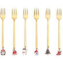 Hangende lepels met kerstdesign, gepolijst roestvrij staal, elegante decoratieve lepels met kerstthema voor thuis, op kantoor of op feestjes (6 stuks)