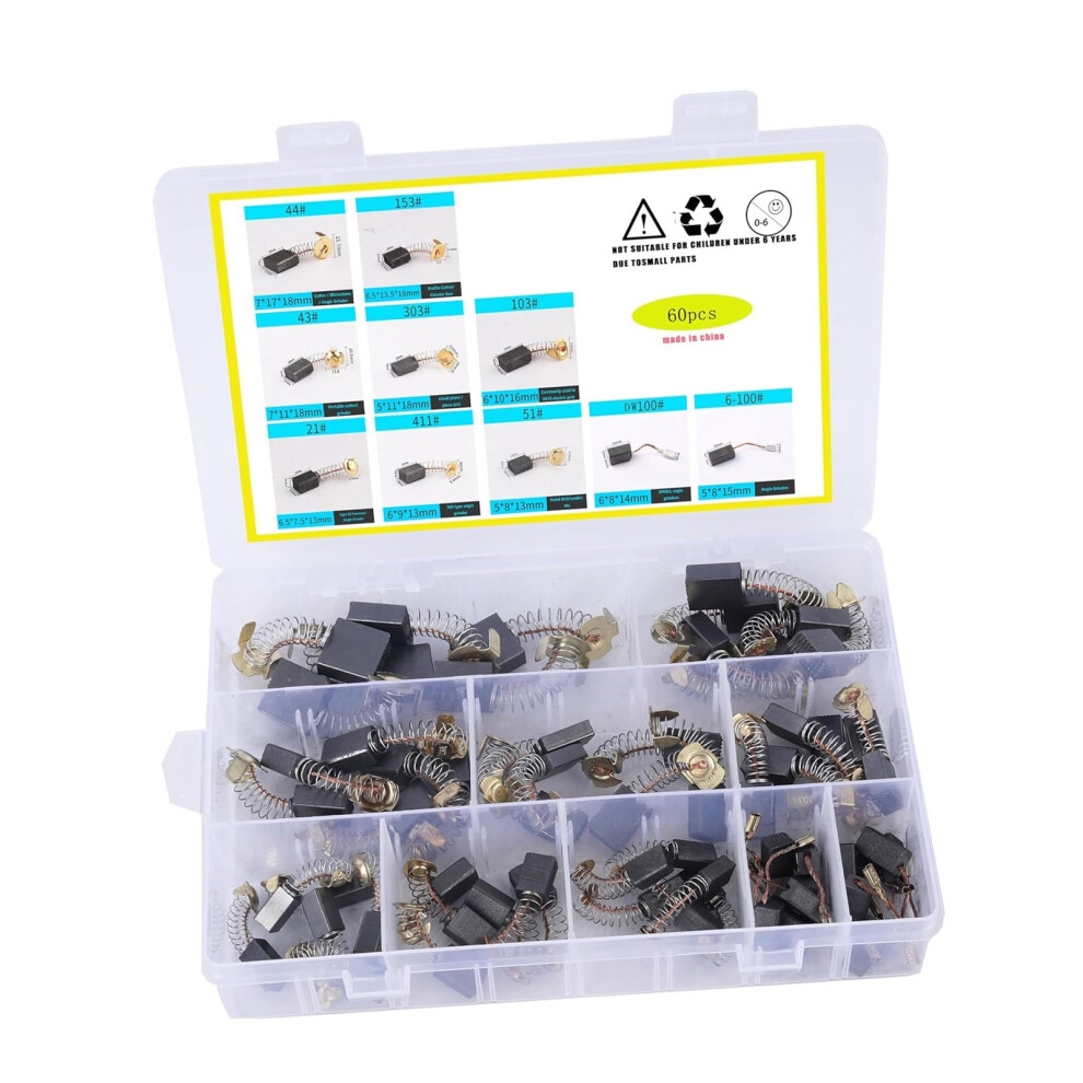 60Pcs Carbon Motor Brushes Set With 10 Size Strong Copper Wear 7695000289260