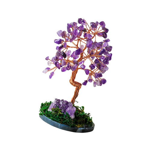 Crystal Prosperity Tree with Base Multicolored-amethyst