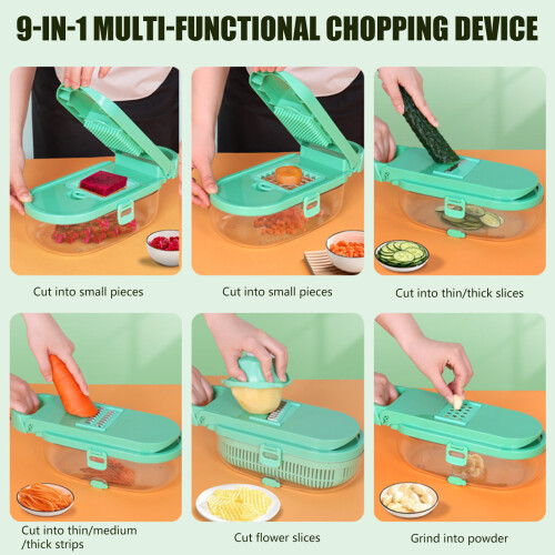 Nonrust Steel Multifunctionele Voedsel Chopper 8 Mes voor-7in1 1