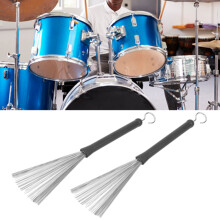 2Pcs Retractable Stainless Steel Wire Jazz Drum Brushes with Rubber End