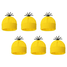 6PCS Yellow Acrylic Knitted Beanies Hat With Tassels Soft Winter
