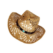 Western Hat Handwoven Lace Trim Sun Protection For Gardening