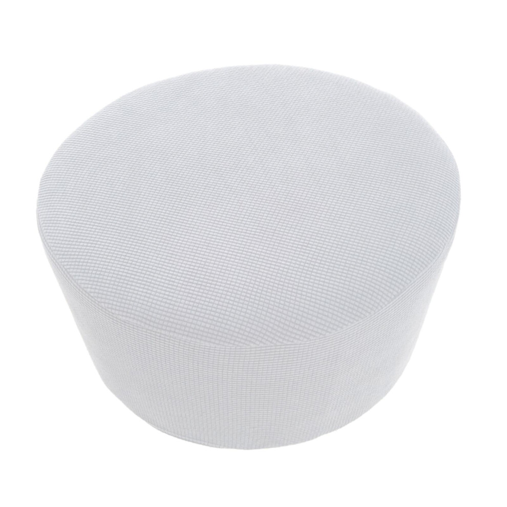 (White, 4855cm) Stretch Ottoman Covers Slip Cover Wrinkle-Free Protector For Round-image-OPC-PMYSP7N-NEW