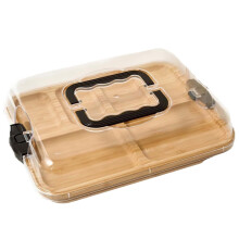 Charcuterie Board with Lid Bamboo Charcuterie Boards with Clear Lid & Handles 6 Compartments Serving Tray for Kitchen Food Snack