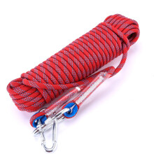 10mm Schwerlast Paracord Rettungsseil mit Karabiner - Rot, 20m