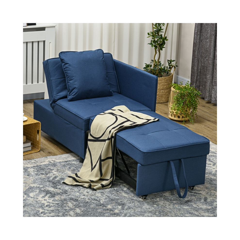 Single Sofa Bed in Blue 3-in-1 Convertible Sleeper Chair with Padded Seat and Magazine Pocket Ideal for Living Room Use-image-OPC-PMYSWZQ-NEW
