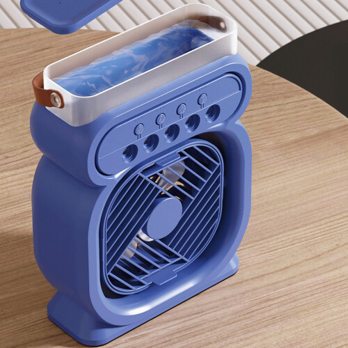 (blue) ABS Timing Switch Mini Air Cooler With LED Night Light Seven Color 1