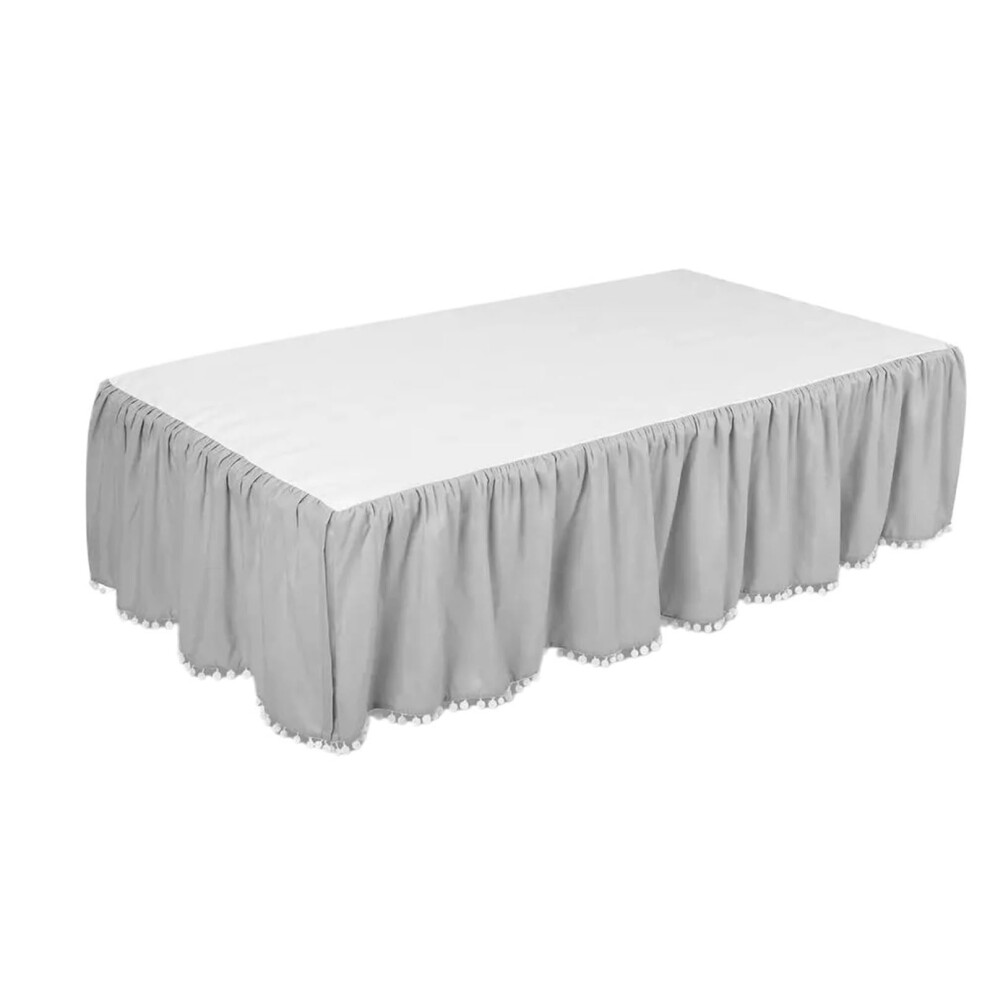 Crib Skirt Mini Crib Skirt Toddler Nursery Bedspread 4 Sides Pleated Ruffle For Bedding For Bedroom(Grey)
