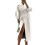 Women's double-breasted long pea coat with lapel,-White L 1