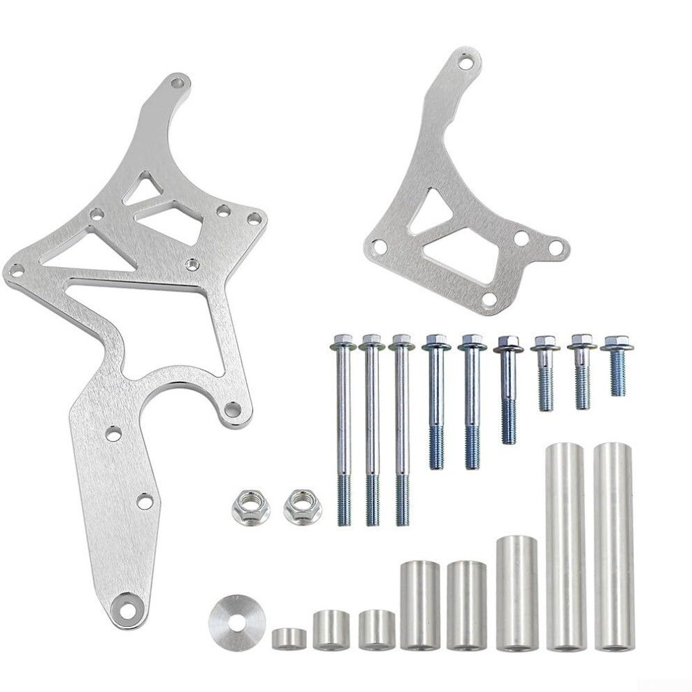 Alternator And Power Steering Bracket Kit For Ls Truck Engine 4.8L 5.3L 6.0L 6.2L, Aluminum Serpentine Accessory Belt Mount, For Camaro(Silver) Silver 9323874965383