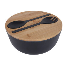 Mengkommenset van bamboevezel, compleet met deksel, lepel en vork, gemakkelijk schoon te maken, biologisch afbreekbaar, ideaal cadeau voor