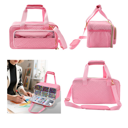 Art Marker Carrying Case Shoulder Strap Multifunctional-Pink 1