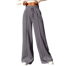 Damen-Jogginghose mit weitem Bein, hohe Taille,-Dunkelgrau S