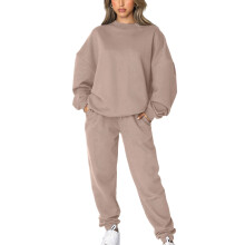 2-teiliges Damen-Outfit, Sweatsuit, übergroßes-Khaki S